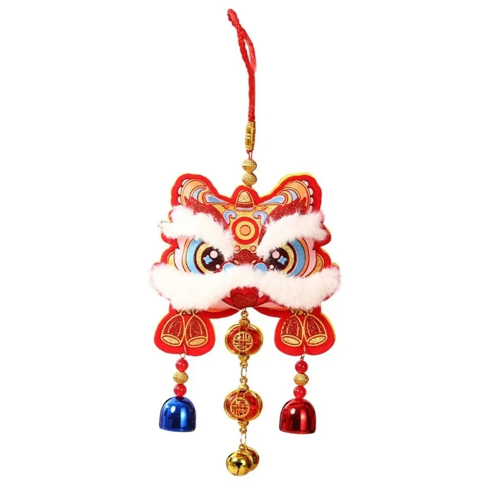Good Luck Chinese New Year Festival Pendant Lion Dance Pattern Embroidery Lion Dance Wind Chime Hanging Ornament Spring Festival