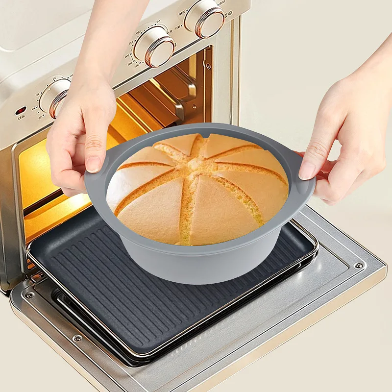 

6in new Round pastry silicone mold for baking With handle High Temperature Pizza Pie Pan Toast Bread Mold For Kitchen Tools