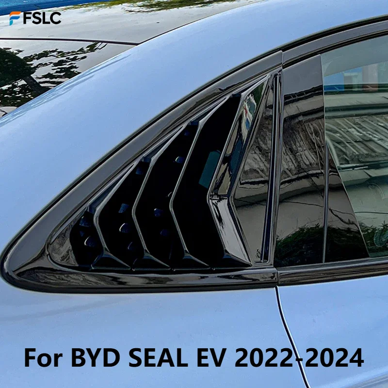 

⭐Genuine⭐ For BYD SEAL EV 2022 2023 2024 Gloss Black Rear Window Triangle Louver Trim Frame Cover Car Accessories