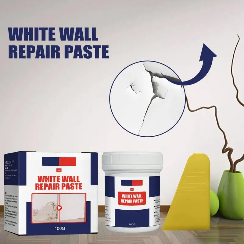 Agente reparador de pared, crema reparadora con raspador de pintura, Parche de secado rápido a prueba de moho válido para Agujeros