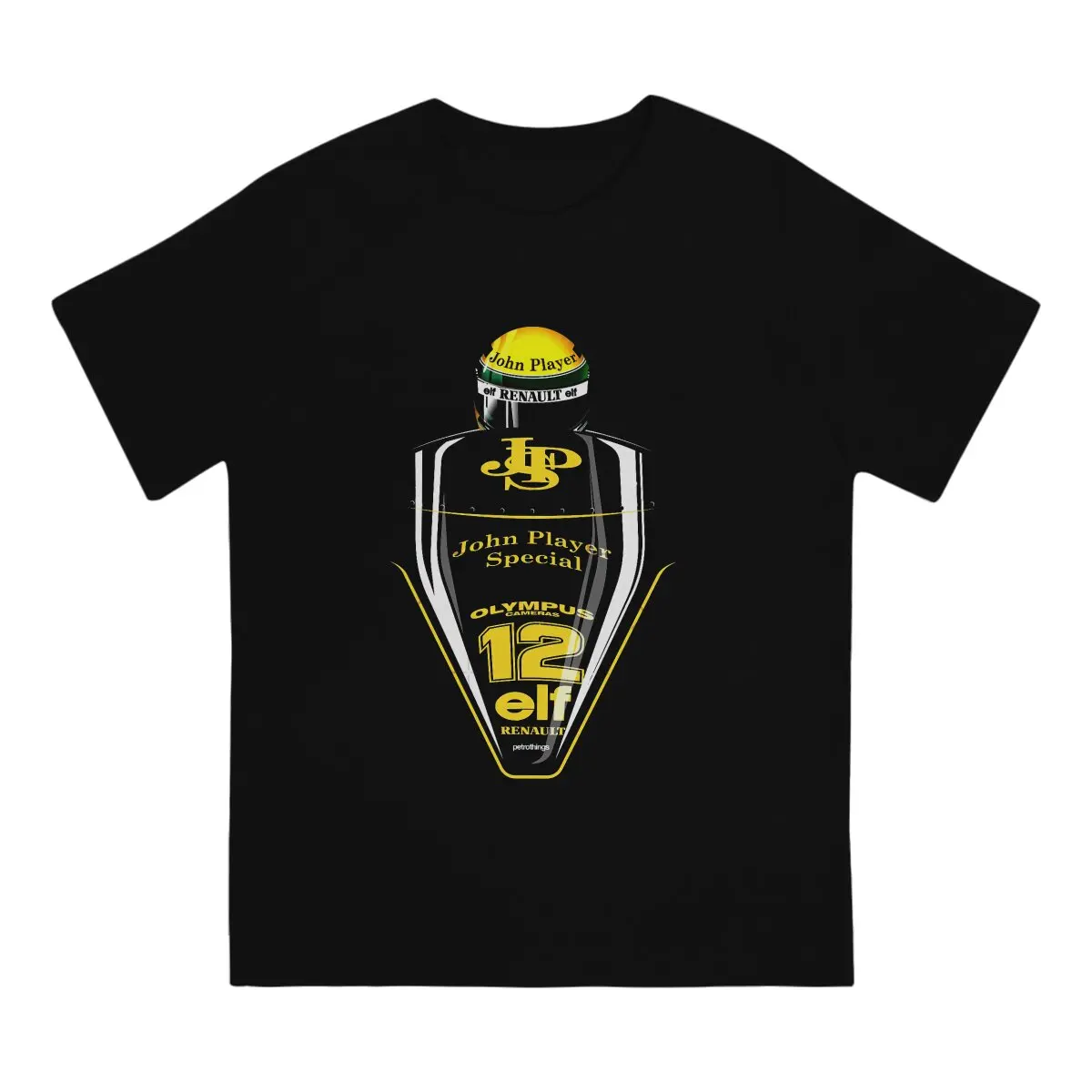 Fashion Senna Team Lotus Classic T-Shirts for Men Round Collar Cotton T Shirts John Player Special Short Sleeve Tees Gift