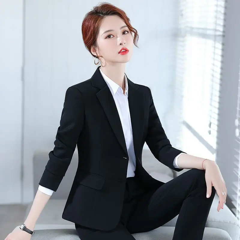 

Женский маленький костюм Busin Interview Jaet Bla, формальный весенне-осенний профессиональный комплект для поездок на работу, студенческий костюм Internip