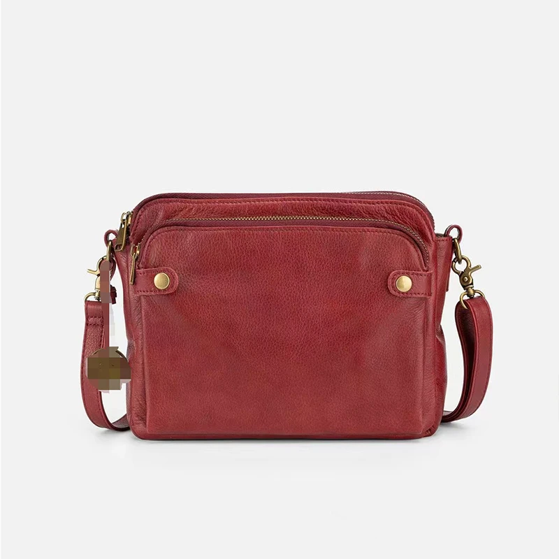 Bolso cruzado Vintage de cuero de tres capas para mujer, bandolera de hombro, bolso de mano para actividades diarias al aire libre