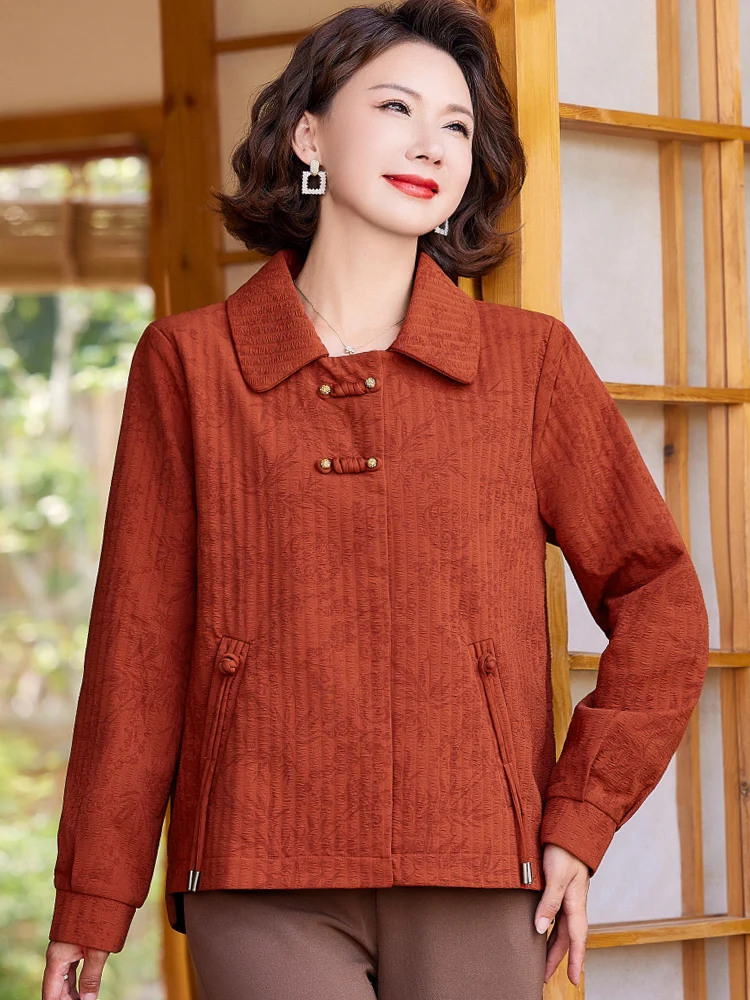 春秋のチェック柄ショールカラー女性用ジャケットショート丈レギュラースリーブルーズフィットポロカラーシングルボタンクロージャーコート