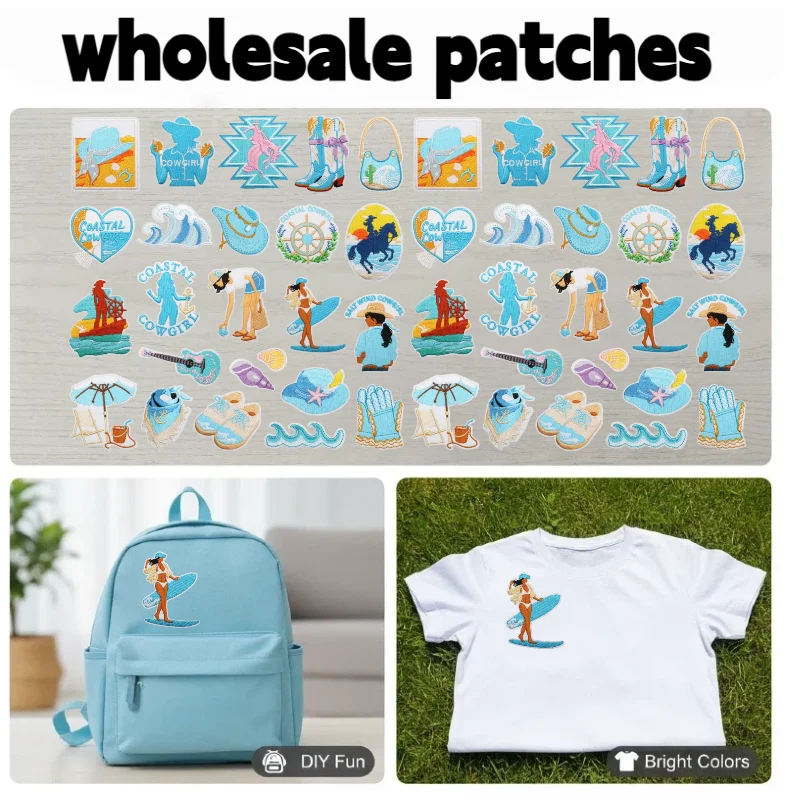 

1PCS Horse Pentium Embroidery Patches Cloth Sticker Western Denim Embroidery Badge Fashion Girl Guitar Embroidery Ironing