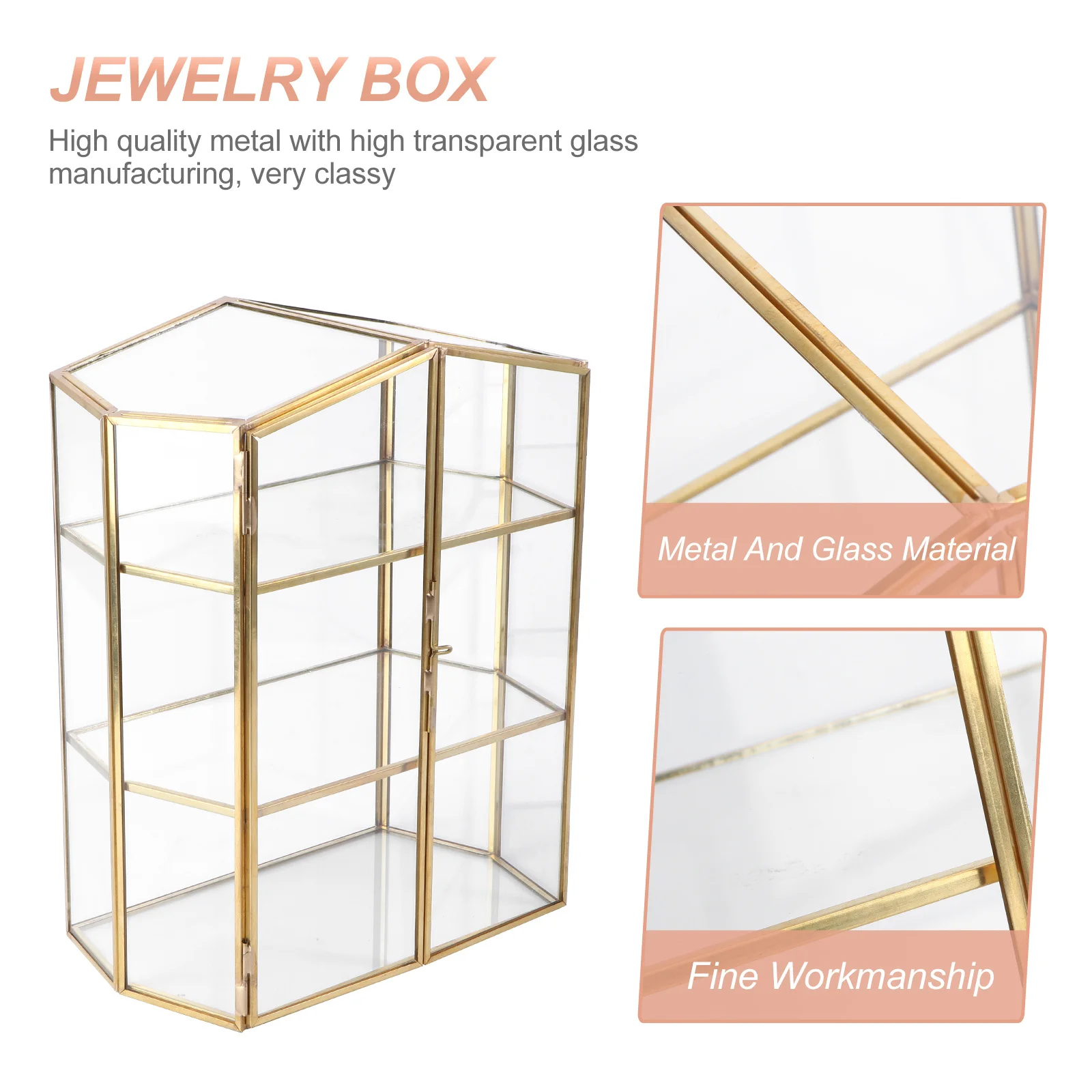 

1Pcs Multi-Layer Jewelry Box Glass Top Design Sturdy Jewelry Storage Container for Cosmetics Organization Cosmetics Storage Box