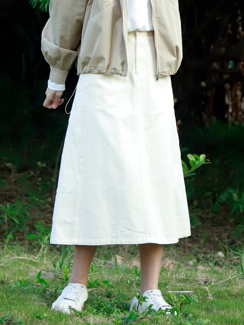 

Юбка миди с высокой талией, однотонная, в стиле пэчворк, для повседневной носки, женская, весна 2023, новая, А-силуэт, хлопковая, с кисточками