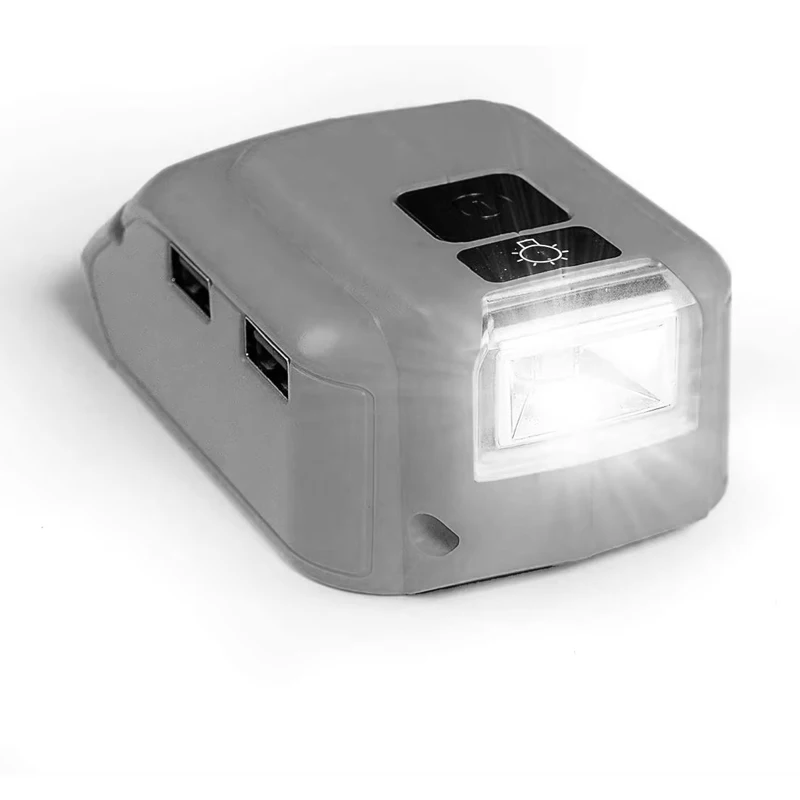 Adapter LED Light Working Lamp USB Mobile Phone Charger DC 12V Output Replacement For Dewalt 14.4V 18V Li-ion Battery DCB140