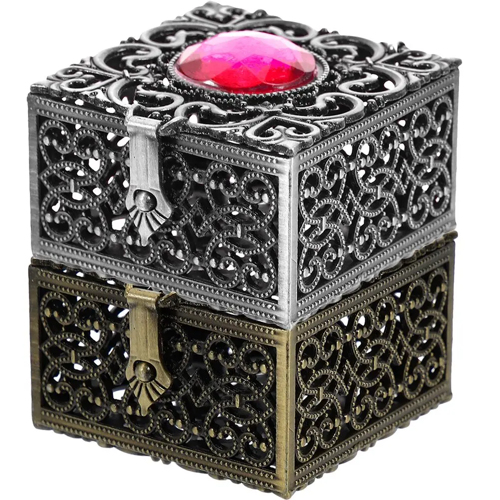 

2PCS Rosary Beads Storage Box Vintage Jewelry Case Zinc Alloy Retro Organizer Small Gifts Accessories Container