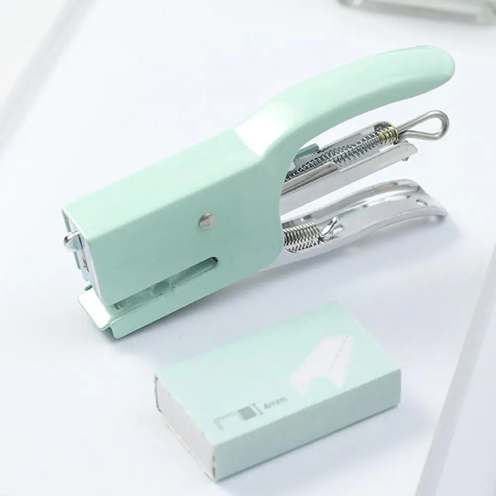 Handheld Paper Binder Mini Handheld Stapler with Ergonomic Curved Design Compact Metal Desktop Stapler Macaron for Office