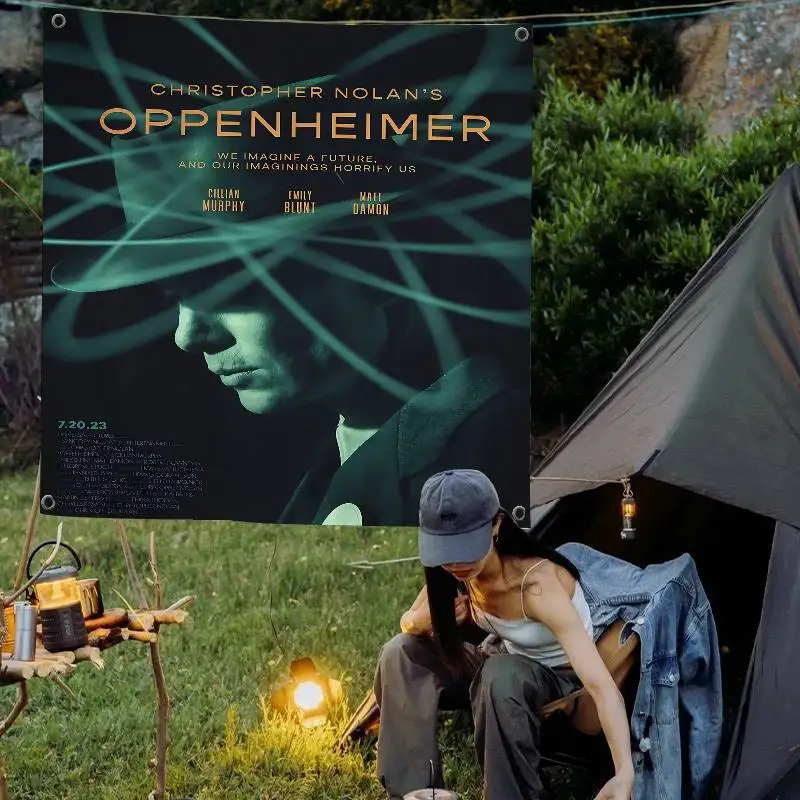 خمر الكلاسيكية O-oppenheimer الفيلم الإبداعية نمط شنقا العلم البوليستر المطبوعة راية اليد سحبت العلم