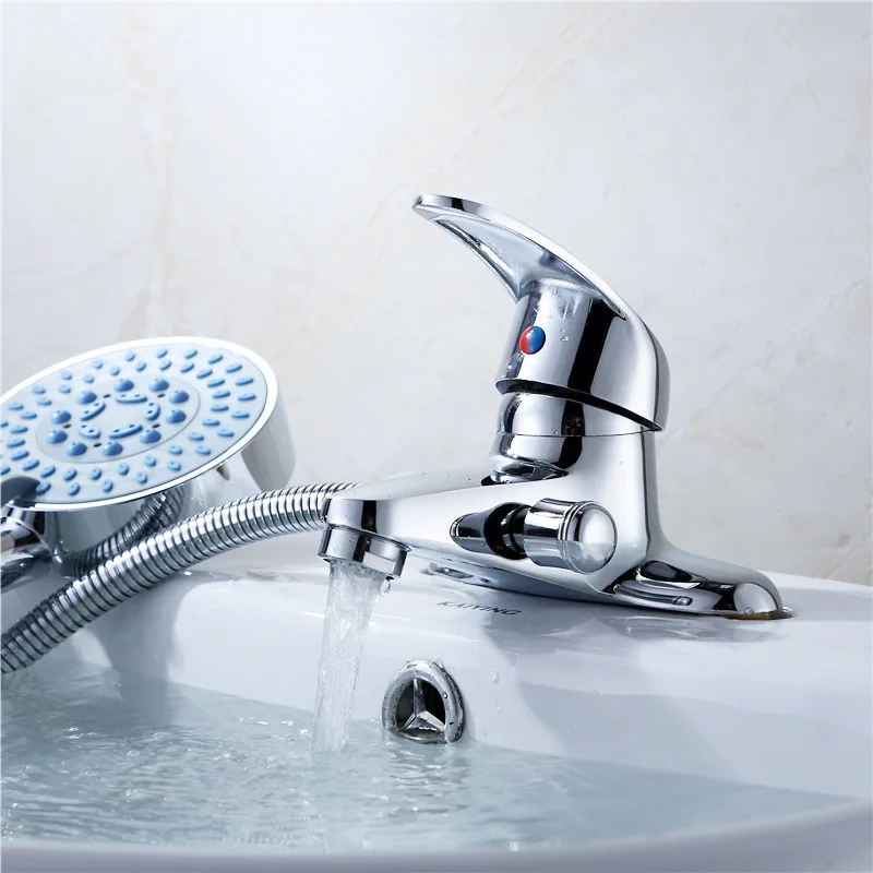 Multifunctional Basin Faucet Bathroom Double-Hole Hot and Cold Basin Mixing Tap Household Toilet Shower Tap Accessories