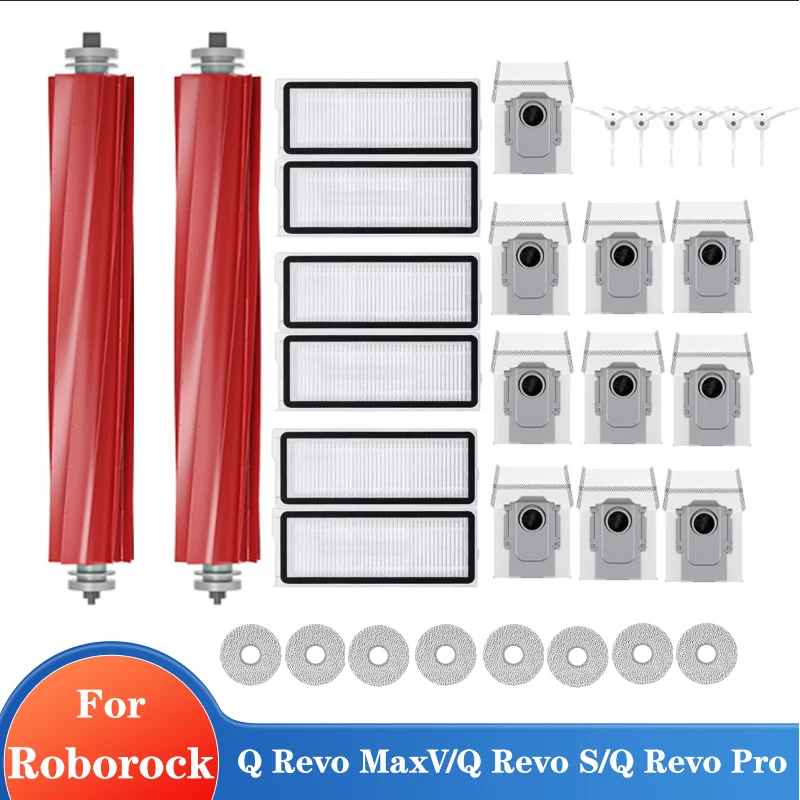 Para roborock q revo maxv/q revo s/q revo pro robô aspiradores acessório saco de pó escova lateral principal panos filtro hepa reposição