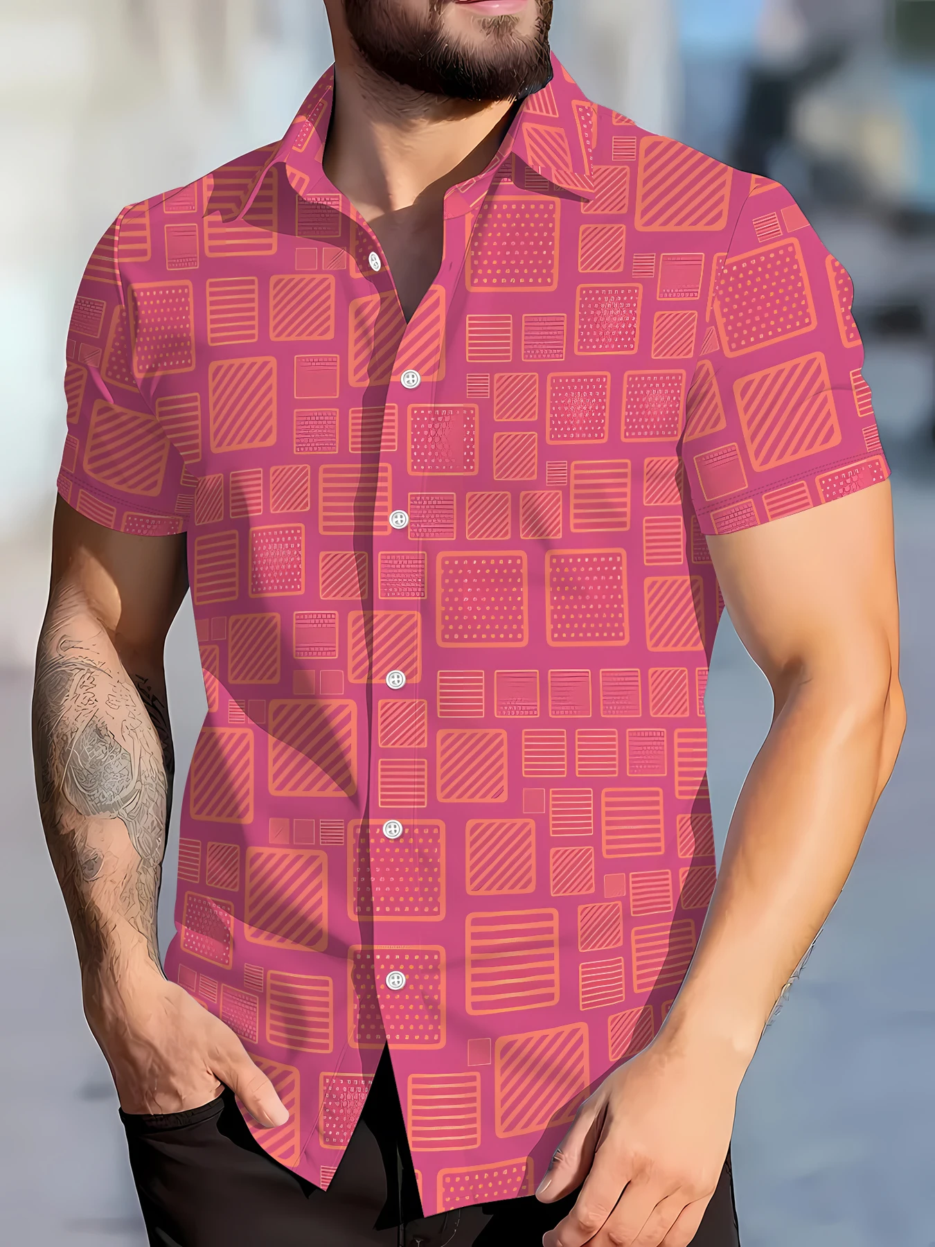 

2026 Summer Men's Shirt - 3D Printed Design Breathable and Sweat-Wicking Casual and Fashionable Men's Clothing