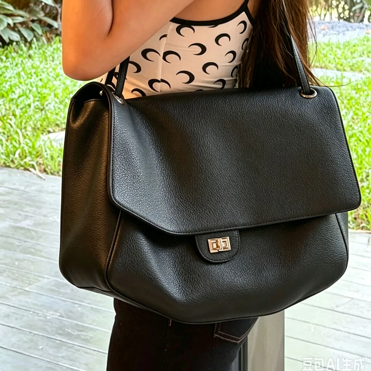 Genuine Cowhide Underarm Shoulder Bag for Women Adjustable Strap Flap Leather Work Tote Bag Large Capacity Commute Handbag