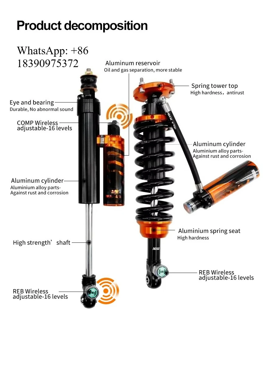 Agshocks New Pajero  V93 V97 Wireless Compression and Rebound Adjustable Suspension Shock Absorber