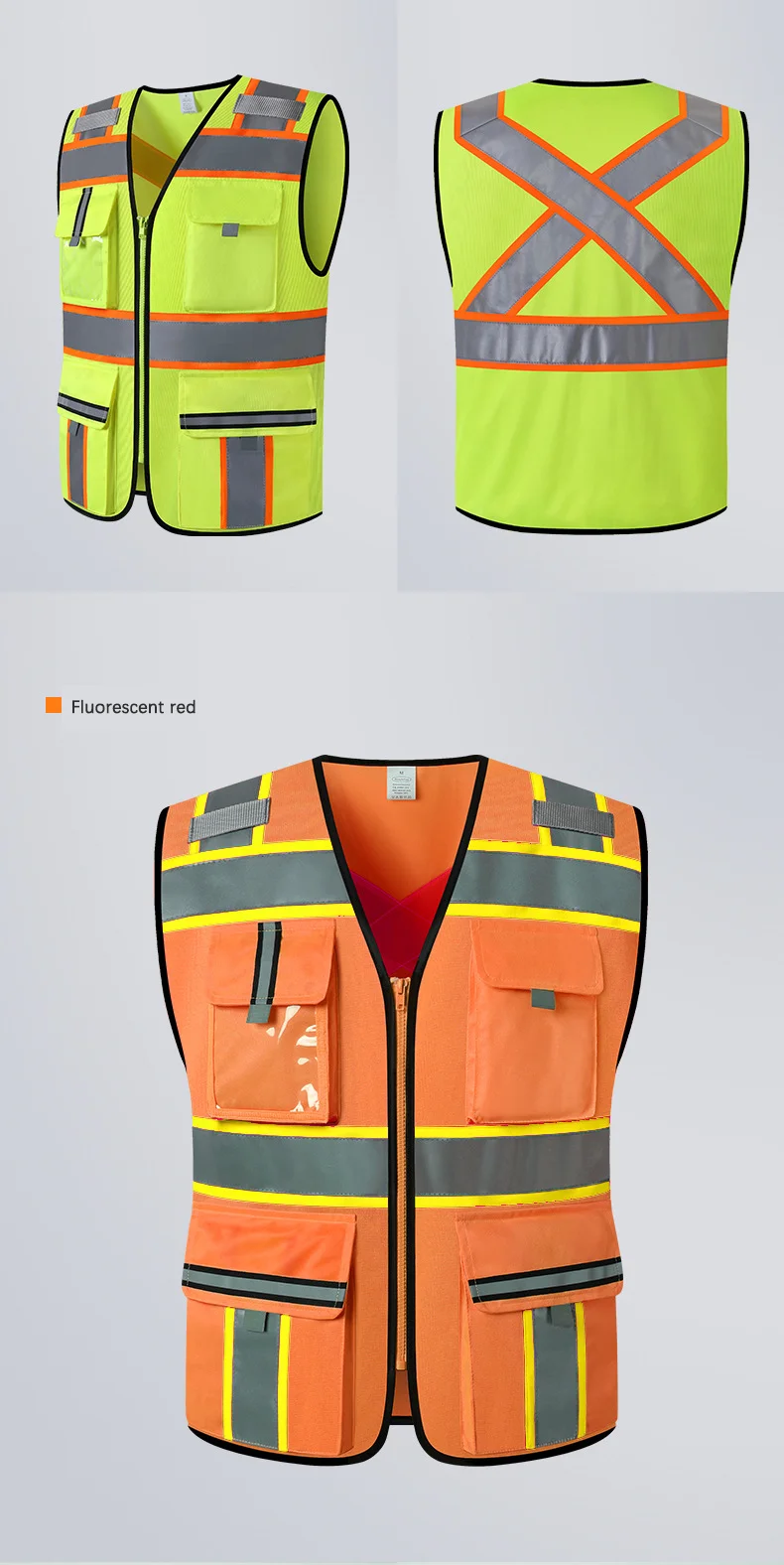 Reflective Safety Vest For Women Men High Visibility Security With Pockets Zipper Front Meets ANSI/ISEA Standards