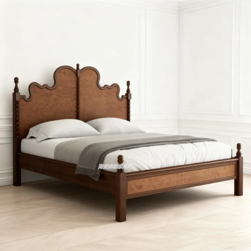 غرفة نوم فرنسية كلاسيكية بتصميم عتيق مزدوج على شكل فراشة إبداعية بطول 1.8 متر، سرير زفاف الأميرة