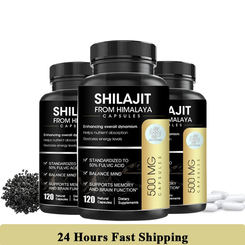 

iMATCHME Organic Shilajit Capsules with Ginseng & 50% Fulvic Acid & Trace Minerals Supplement Support Brain and Focus, Energy