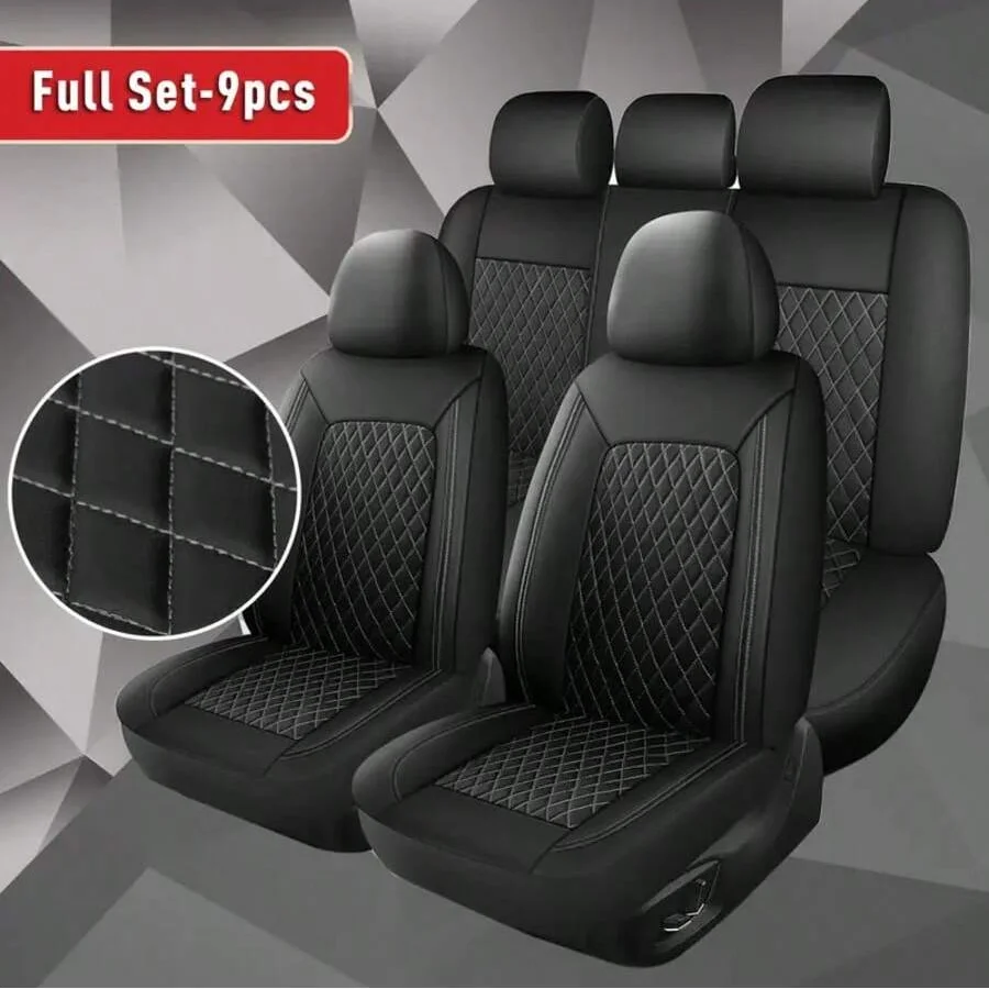 All-Season Quilted Faux Leather Car Seat Covers Universal Fit Most Cars - Image 3