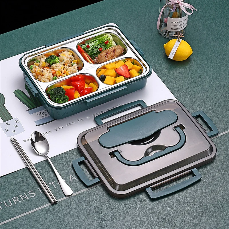 304 Stainless steel Insulation lunch box Office Worker Student Portable with Tableware microwave oven Heating food lunch box