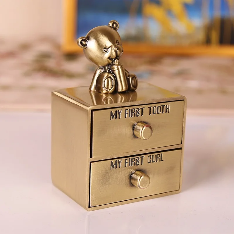 Creative Infant Toddler Gifts Baby Hair and Tooth Storage Box for Children Drawer Style Fetal Hair Teeth Storage Box