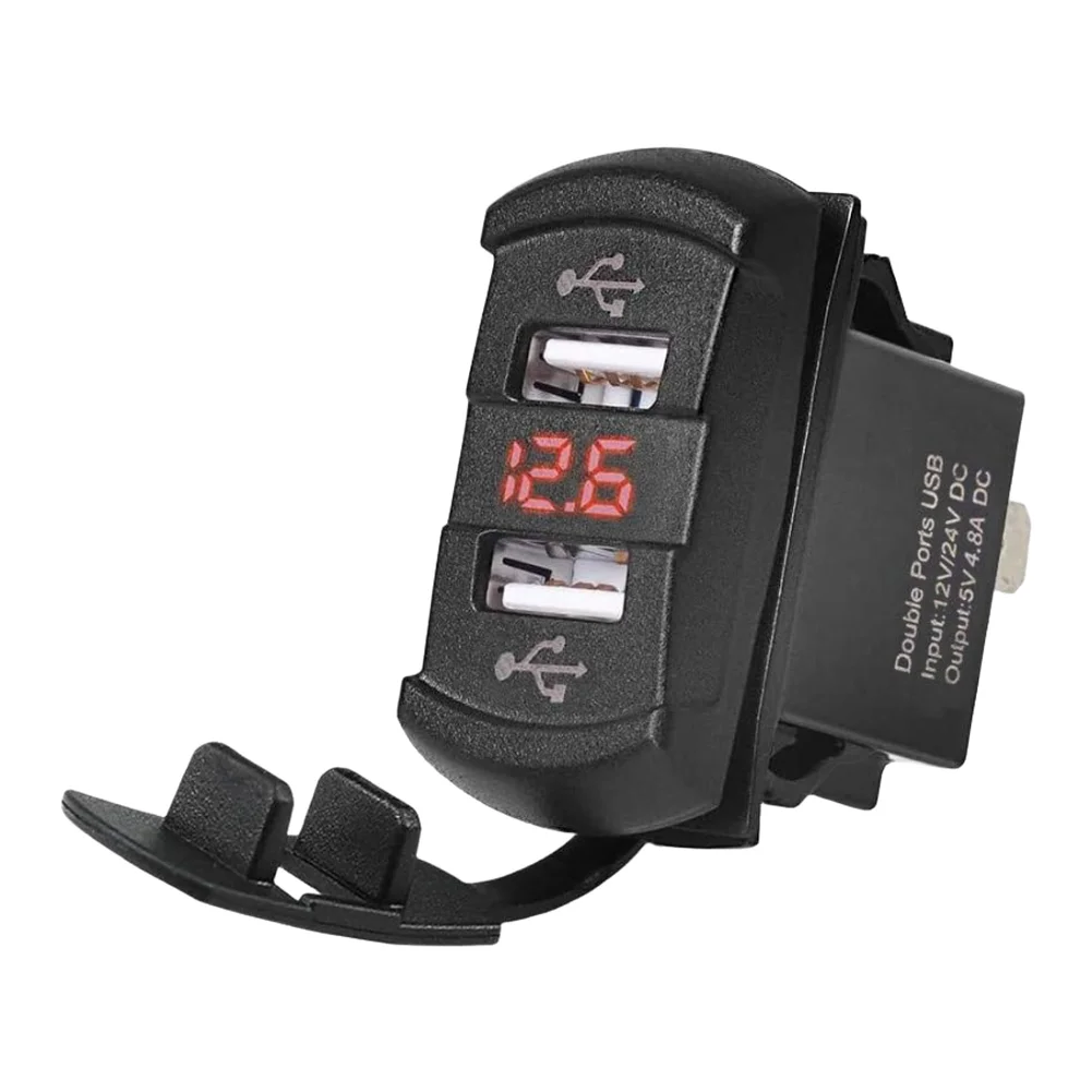LED Display Dual USB Car Charger for 12V 24V DC Vehicles Including For RV Truck Marine Yacht and Off Highway Applications