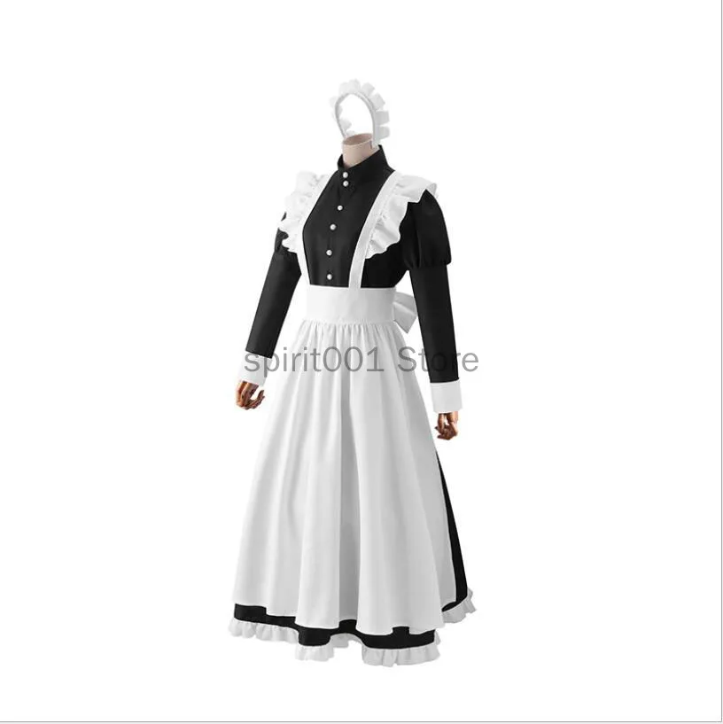 Anime cameriera vestito uomo costumi Cosplay gotico lungo nero bianco grembiule governante maschio Chef Lolita collezione ragazze cameriera uniforme