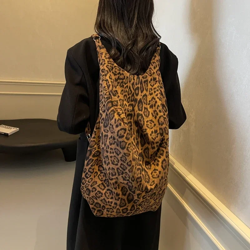 Lazy Wind High-capacity Leopard Print Women\'s Bags2024 New Versatile Durable Soft Comfortable Single Shoulder Crossbody Bag