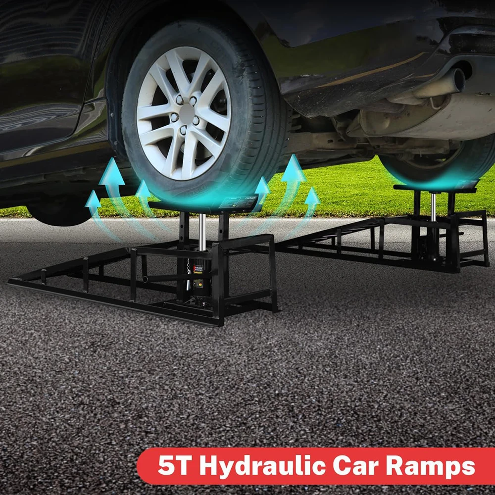 2Pcs Hydraulic Car Ramps 5T 11000lbs Car Lift Service Ramps Truck Trailer Garage,Height Hydraulic Vehicle Ramps