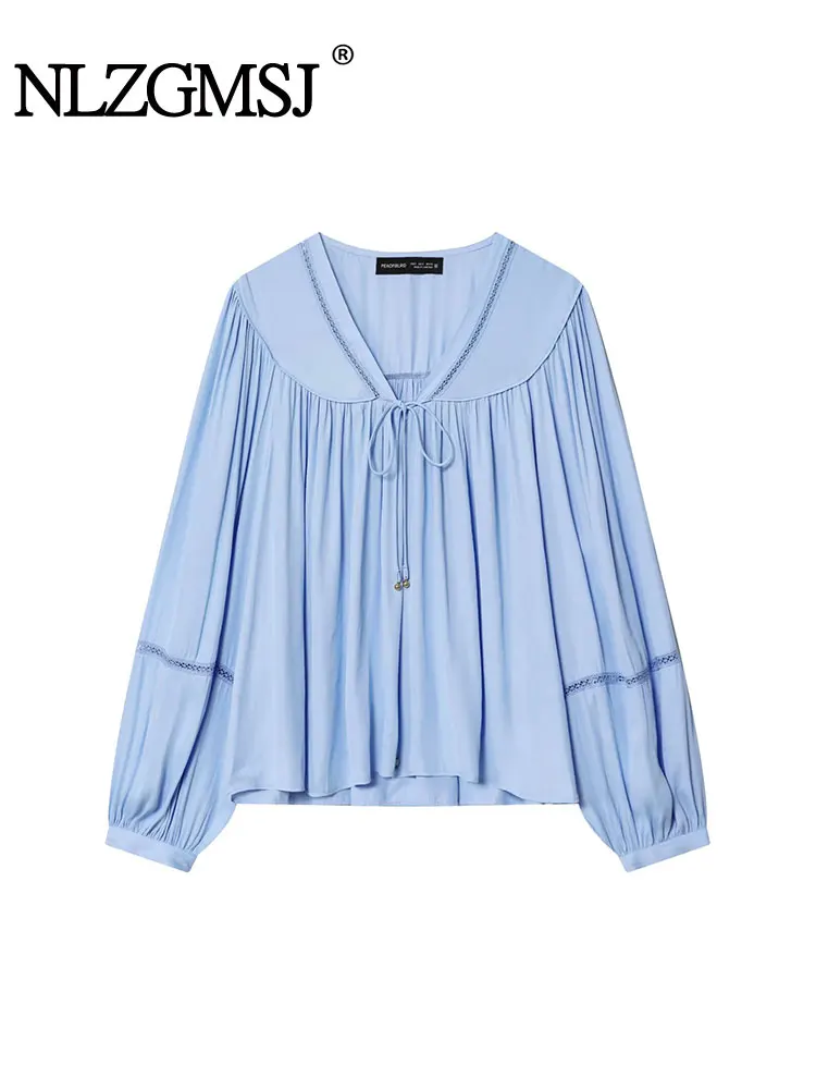 

NLZGMSJ Woman Vintage Loose Commute Women Shirt Fashion Autumn New Chic Long Sleeve Casual Holiday Blouse