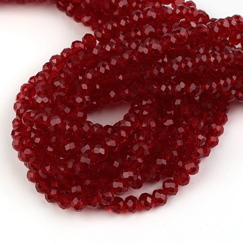 1 Strand Red 3/4/6/8/10mm Rondelle Austria Faceted Crystal Glass Beads Loose Spacer Beads for Jewelry Making DIY Accessories - view 6