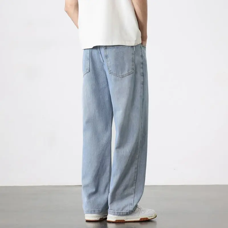 Spring Autumn American Retro Straight Jeans Men Streetwear Korean Fashion Loose Baggy Wide Leg Denim Pants Male Casual Trousers
