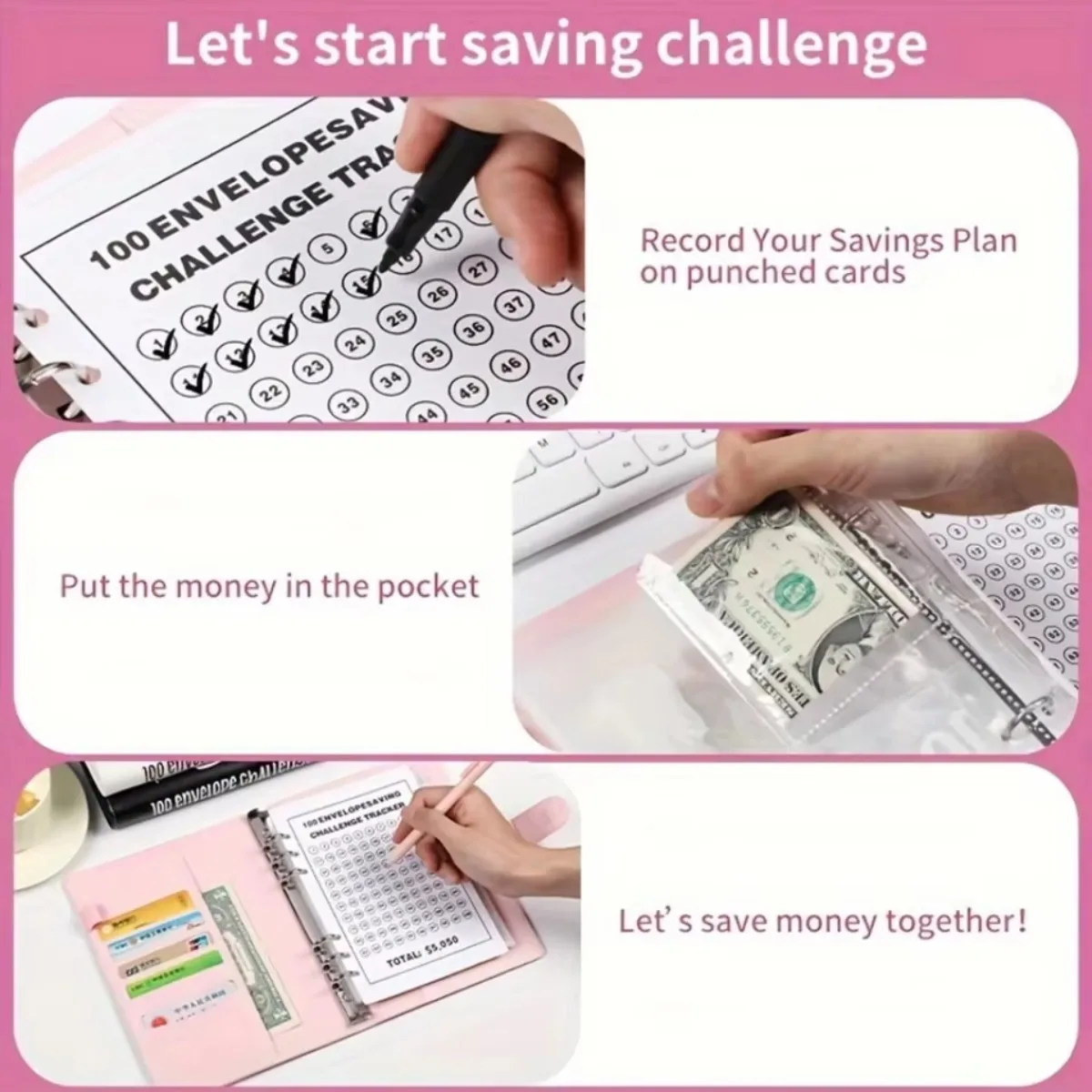 Piggy Bank 100 Envelopes Money Saving Challenge Piggy Bank Money Saver Helps The Habit of Saving Money Notebook for Kids Adults