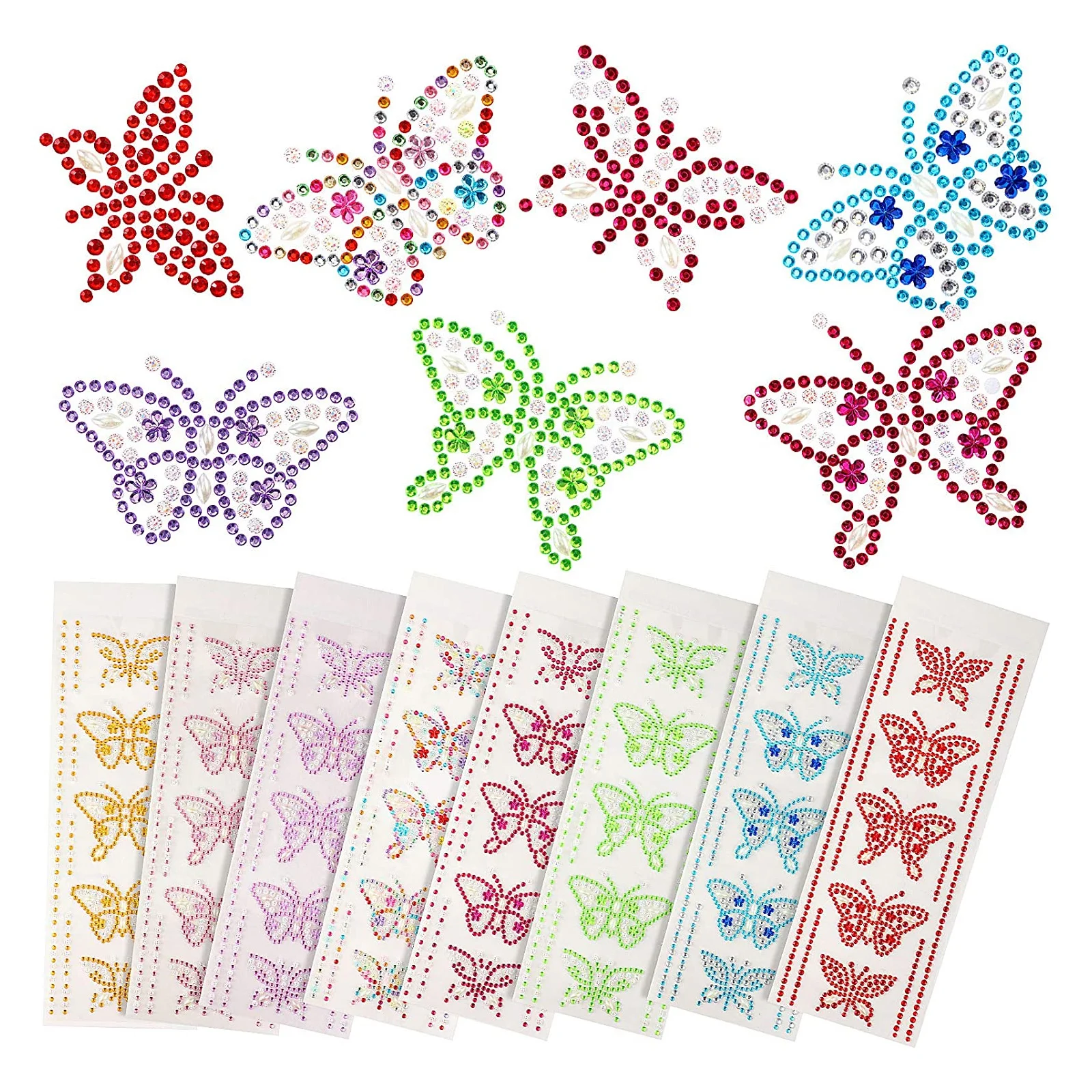 

8 Sets Butterfly Rhinestone Stickers Chic and Beautiful Books Diamond DIY Butterflies Crafts