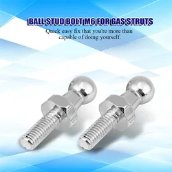 2 Pcs Car Iron Ball Stud Bolt M6 For Gas Struts Ball Ended Bonnet