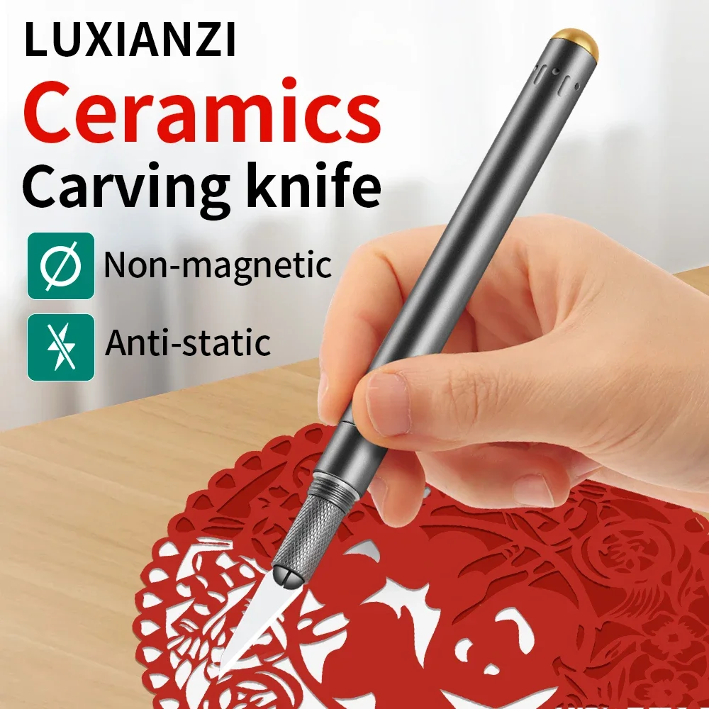 LUXIANZI Ceramics Blade Carving Knife Aluminum Alloy Non-Slip Handmade For PCB Repair DIY Hand Tools  Engraving Craft Knives