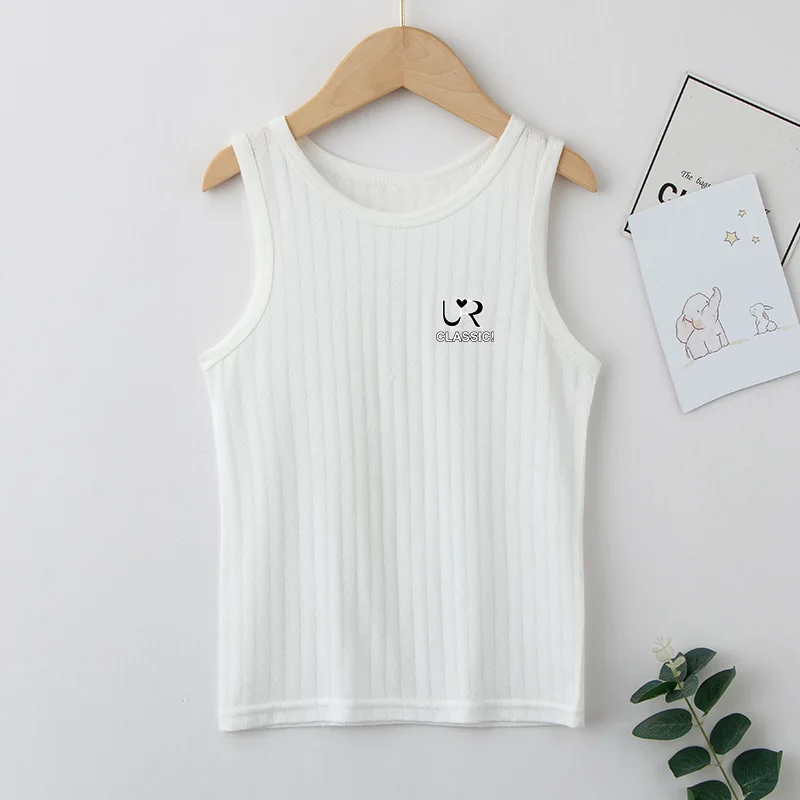 Kids Summer Tee Vest for Boys Children Summer Vest Tops for Girls Candy Tank Top Children Clothes Cotton Tees Sleeveless T-shirt