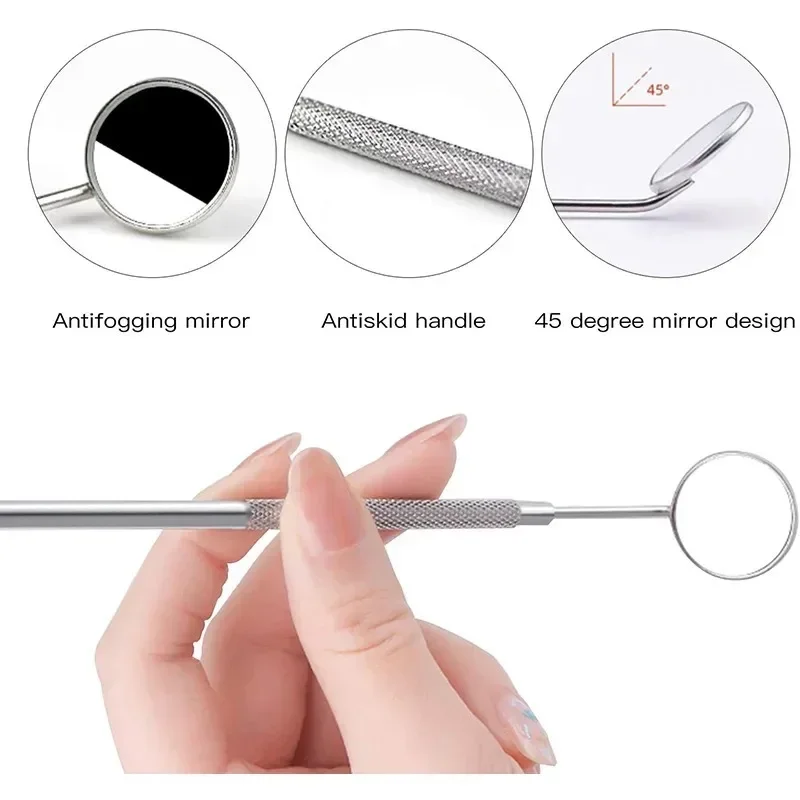 1pcs Multifunction Checking Eyelash Extension Mirror Stainless Steel Long Handle Magnifying Lash Mirror Beauty Makeup Supplies