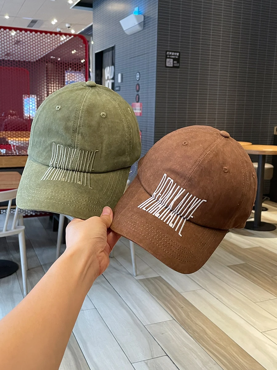 

Couple brim letter embroidery cap men's street hipster baseball cap women show small face