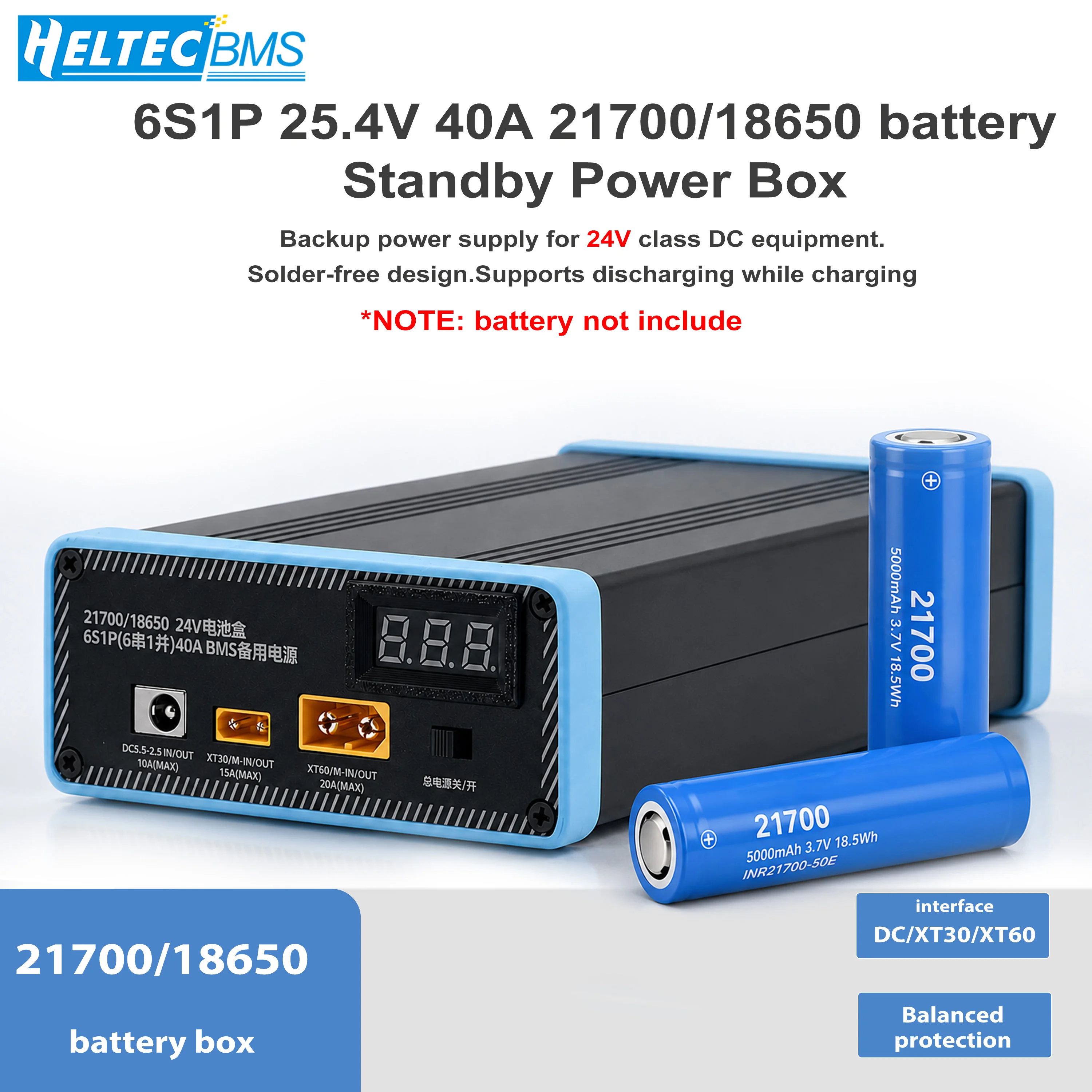 6S 1P Backup Power Supply Welding Free 21700 Battery Box 111Wh Lighting Car Air Conditioning Power Supply Box