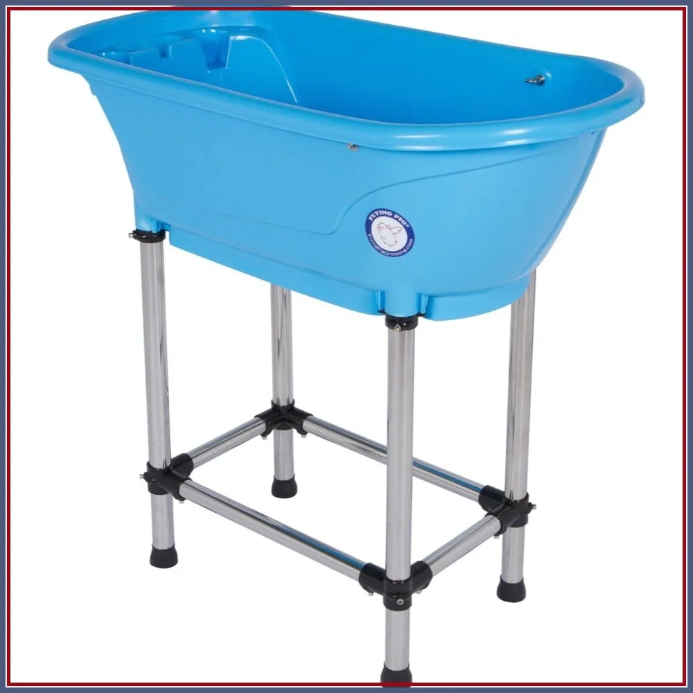 Pet Dog Cat Portable Bath Tub (Blue, 37.5"x19.5"x35.5") - Easy to Fold & Store