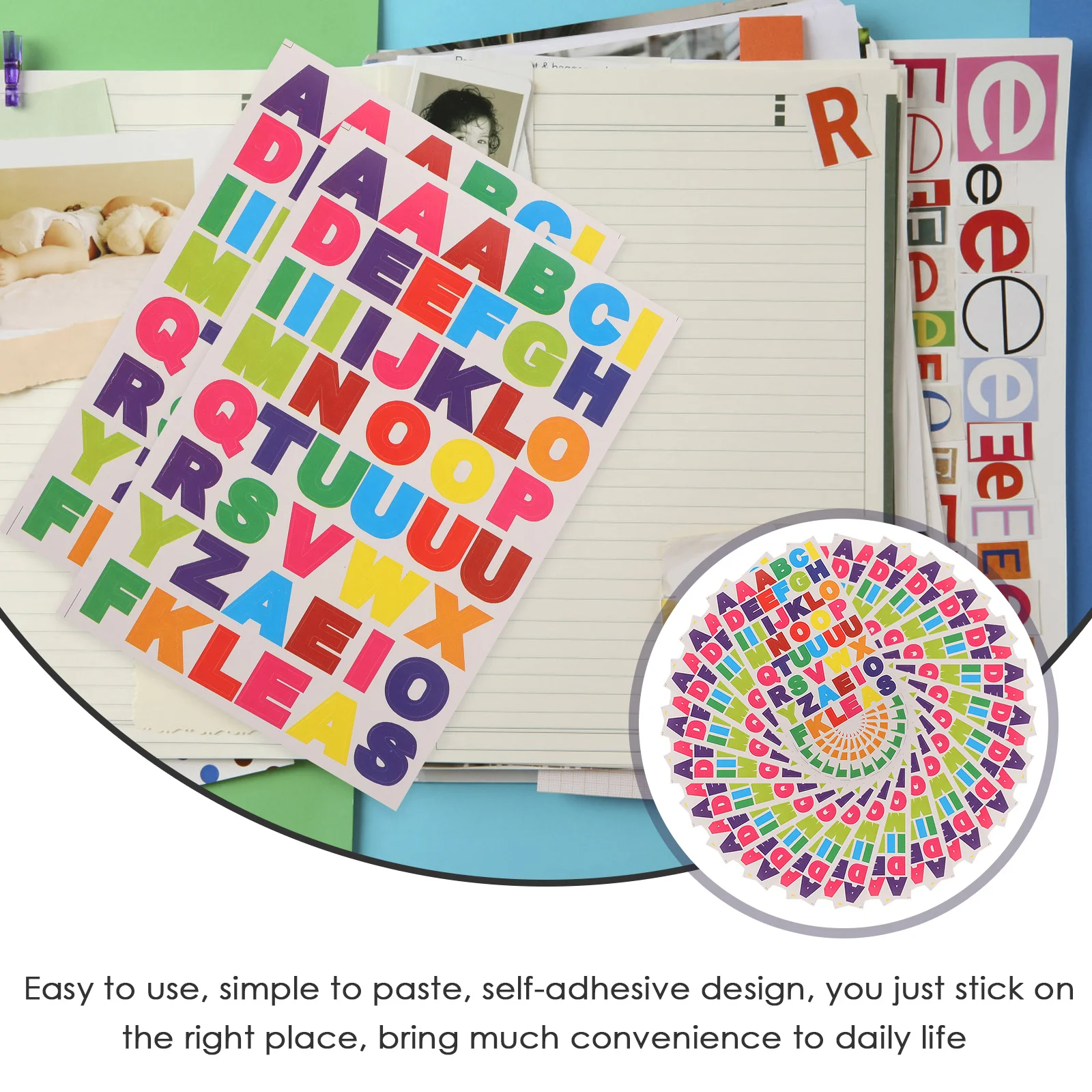 

40 Sheets Letter Stickers Scrapbook Bulk Letters for Mini Scrapbooking Colorful Alphabet