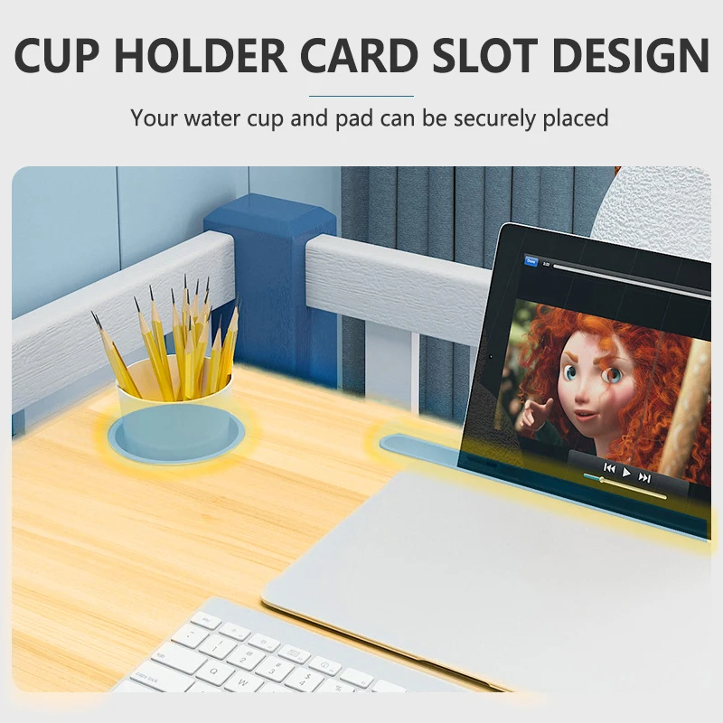 Afbeelding 5: 1 st draagbare laptop bedtafel met bekerhouder en tabletstandaard opvouwbare poten ontwerp bank vloerstaand bureau voor thuiskantoor gebruik