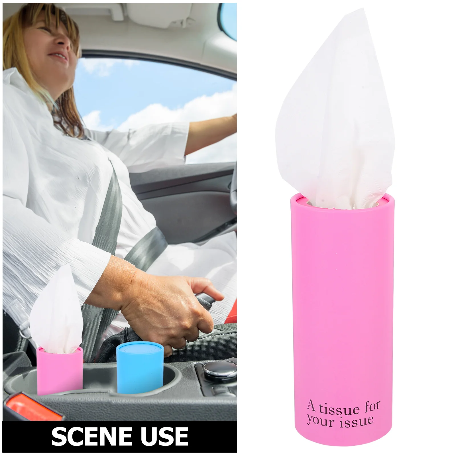 4Pcs Car Tissue Cylinder Round Portable Refillable Paper Tissue Box Holder for Travel Home Office Car Cup Holder Cylinder