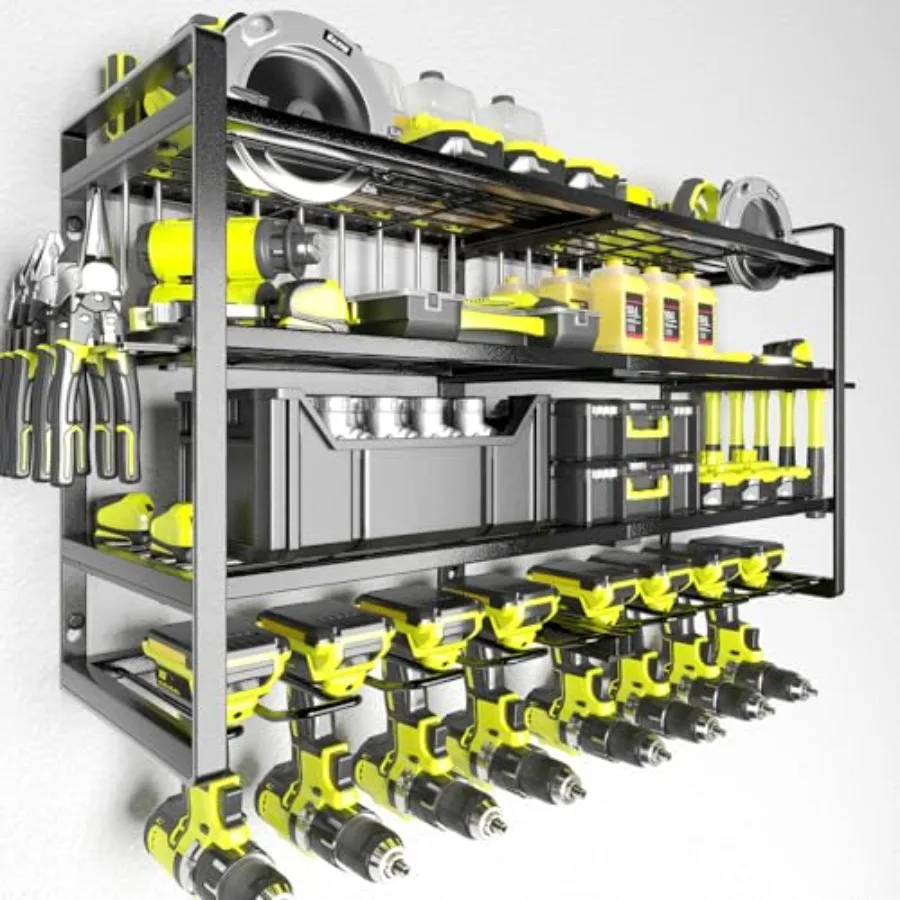 

Power Tool Organizer- Holder Wall Mount, 4 Layer Heavy Duty Metal Power Tool Storage Rack, Garage Tool Organizer and Storage wi