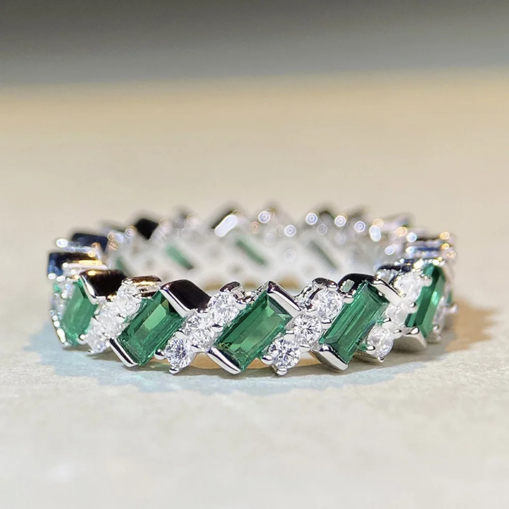 Luxury Temperament High Quality Geometric 5A Zircon Rings for Women Fashion Commuting Jewelry Stainless Steel Finger Accessories