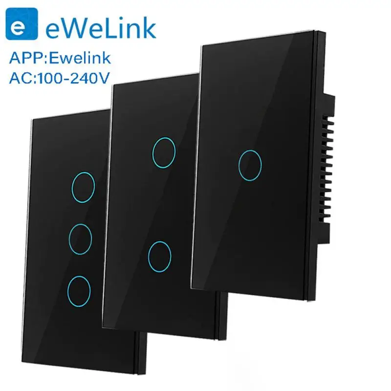 EWelink Wifi Smart Switch 1\2\3\4-way Touch Wall Light Switch Panel Single Zero Fire Universal Model Supports Alexa App Control