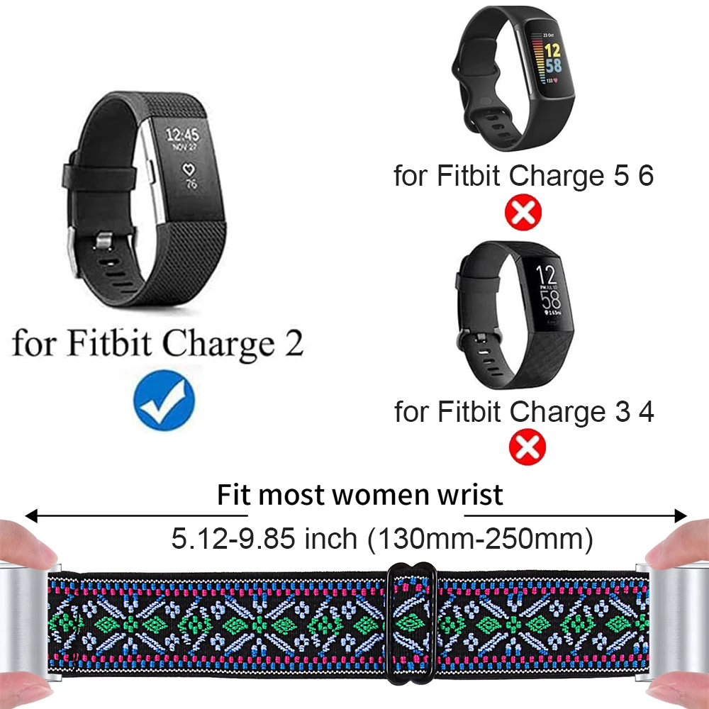 Cinturino in nylon morbido per Fitbit Charge 2 Anello per cinturino per orologio singolo elastico intrecciato sportivo per sostituzione Fitbit Charge 2