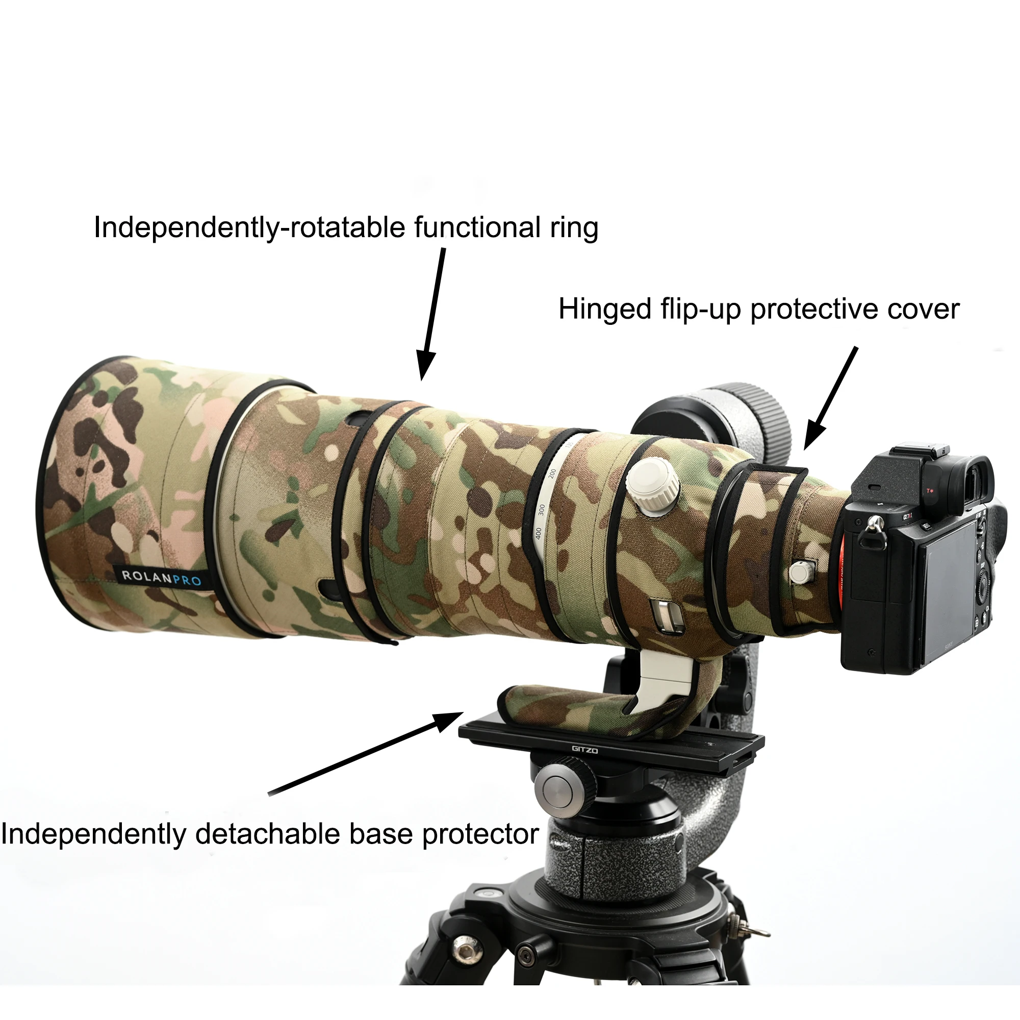 ROLANPRO Lens Coat for Sony FE 100-400mm F4.5 GM OSS Lens Protective Sleeve Camera Protection Case Raincover Camouflage Cover